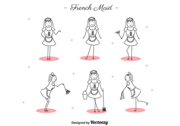 Free Cartoon French Maid Vector - vector gratuit #415559